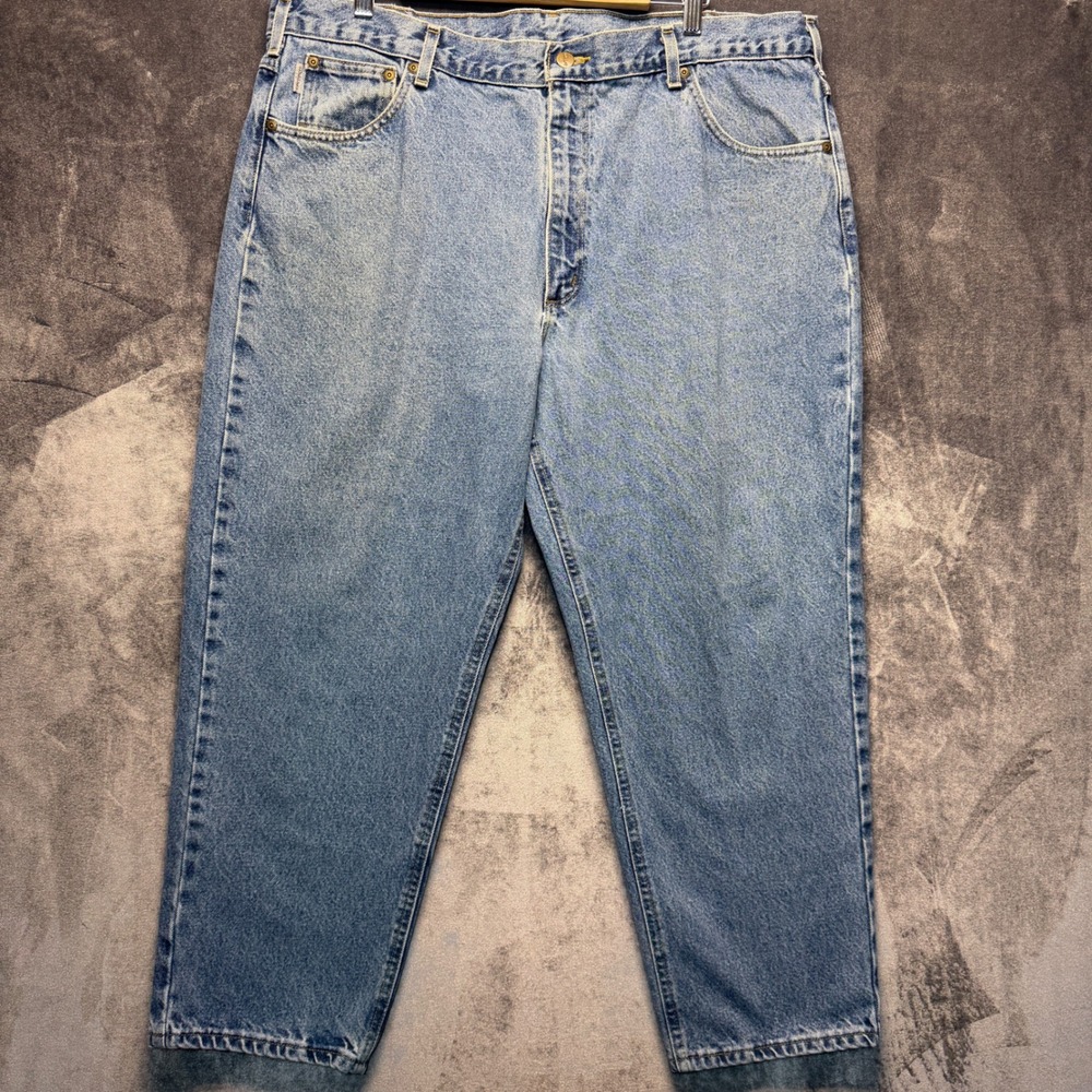 Carhartt Jeans Mens 42x28 Blue Cotton B17 Relaxed Fit Mid Rise Light Wash Denim